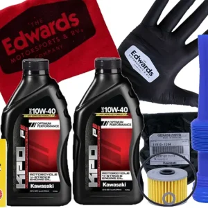 Edwards Oil Change Kit fits 2002-2023 Kawasaki KLX 110 Motorcycle with Spark Plug and Air Filter